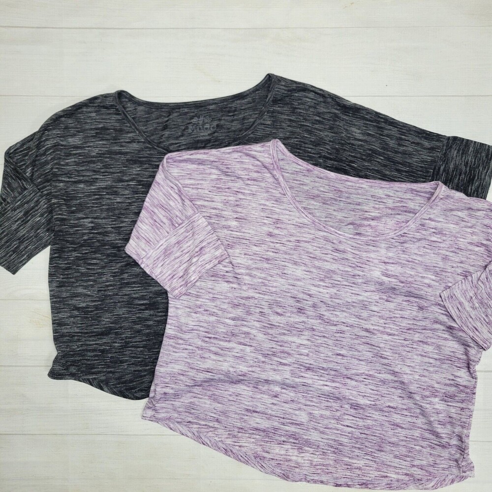 MUDD Womens Black Purple Space Dye Crop Tops Size Large Casual Basic Solid